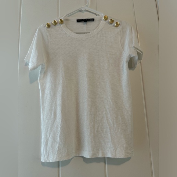 Veronica Beard Carla Cotton Tee White XS Gold Buttons - Picture 7 of 7